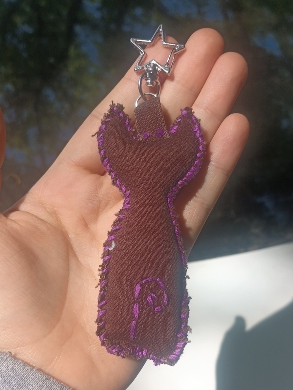 Handcrafted Denim Cat Keychain - Picture 2 of 5